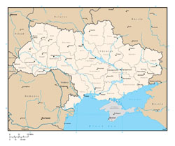 Детальная политико-административная карта Украины на английском языке.
