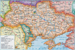 Подробная политическая карта Украины и Молдовы.