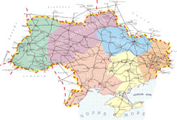 Детальная карта железных дорог Украины.