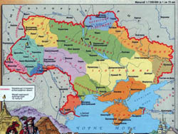 Карта исторических регионов Украины.