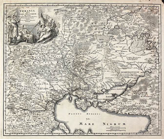 Большая подробная старинная карта Украины - 1720-го года.