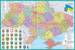 Большая детальная политическая и административная карта Украины с городами.