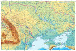 Большая карта высот Украины.