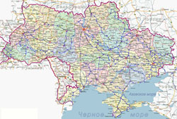 Большая карта автодорог и автомагистралей Украины.