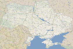 Большая карта автомобильных дорог Украины с городами на английском языке.