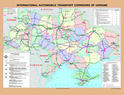 В высоком разрешении карта интернациональных автомобильных коридоров Украины.