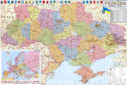 В высоком разрешении политико-административная карта Украины со всеми городами, селами, автомобильными дорогами и прочими отметками.