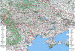 В высоком разрешении карта автомобильных дорог Украины со всеми городами, селами и прочими отметками на карте.