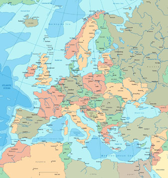 Украина на политической карте Европы.